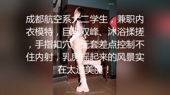 成都航空系大二学生，兼职内衣模特，巨乳双峰、沐浴揉搓，手指扣穴，无套差点控制不住内射，乳房摇起来的风景实在太过美丽！